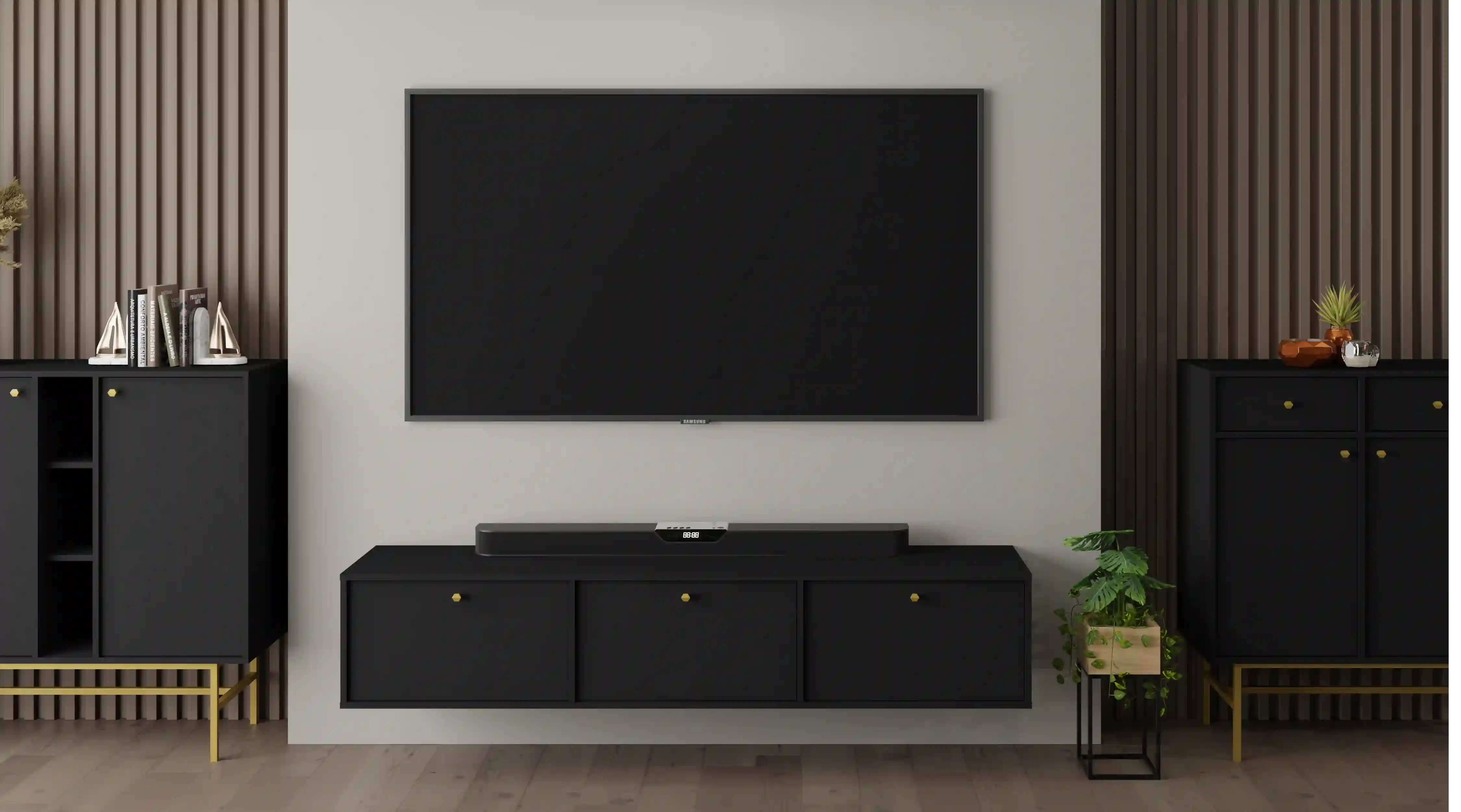 Závesná TV komoda Sakai 3K T303 Čierna