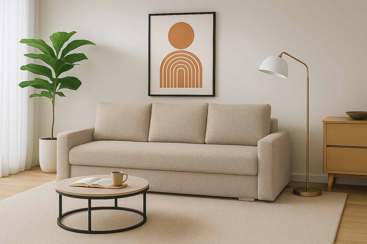 Rozkladacia sedačka s funkciou spania SILVER 3 boucle béžová