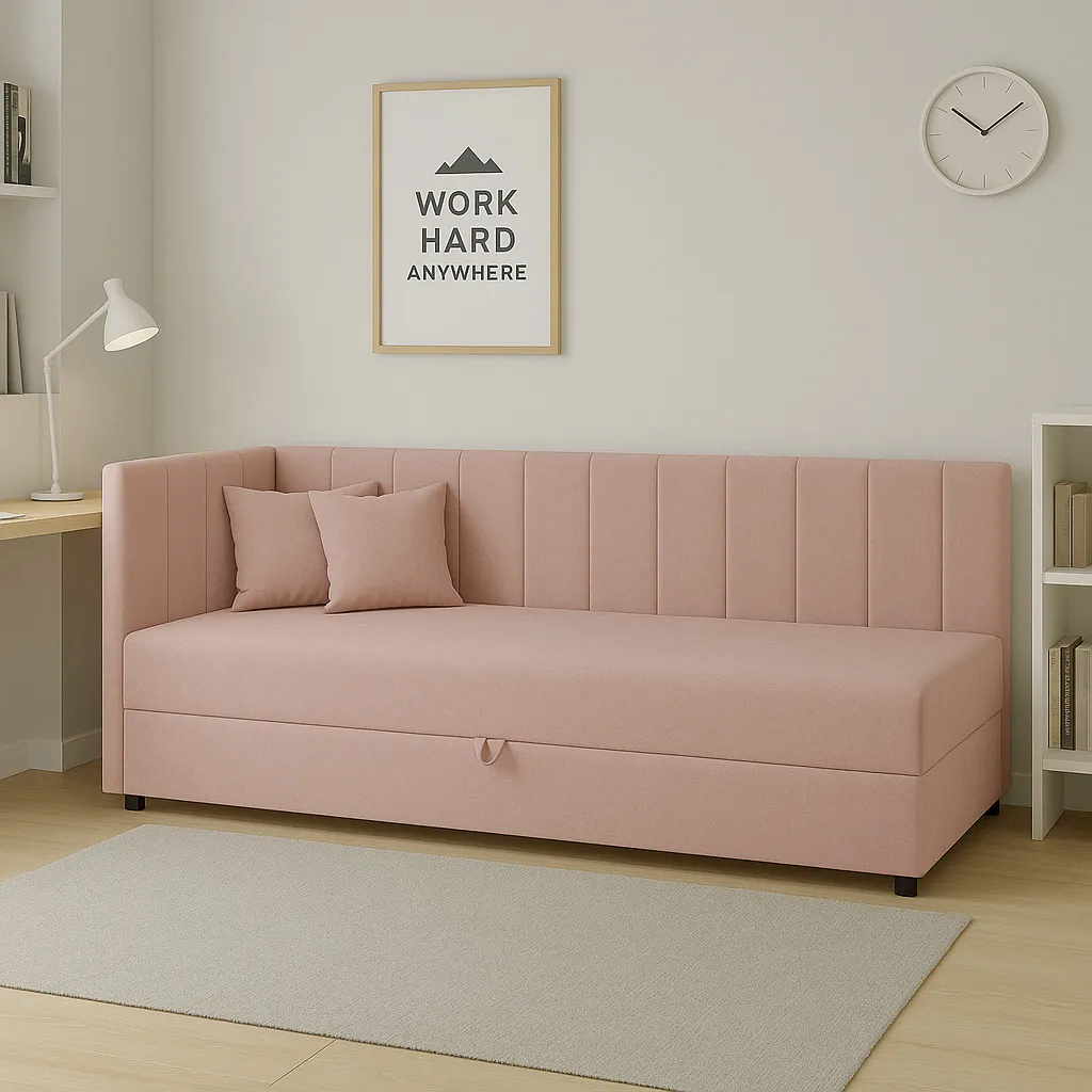 Jednolôžková posteľ s úložným priestorom Sofaro Plus 90x200 Ružová