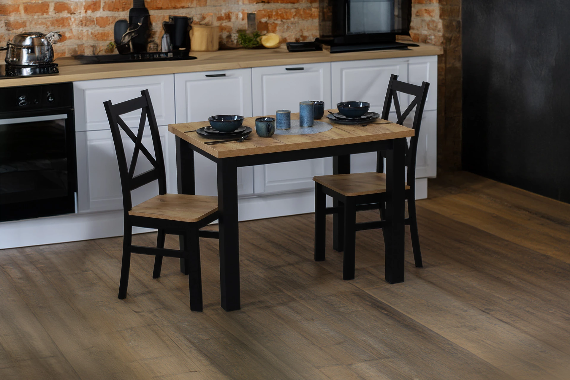 Kuchynský jedálenský stôl LAP 100x70 Čierna/Dub Craft