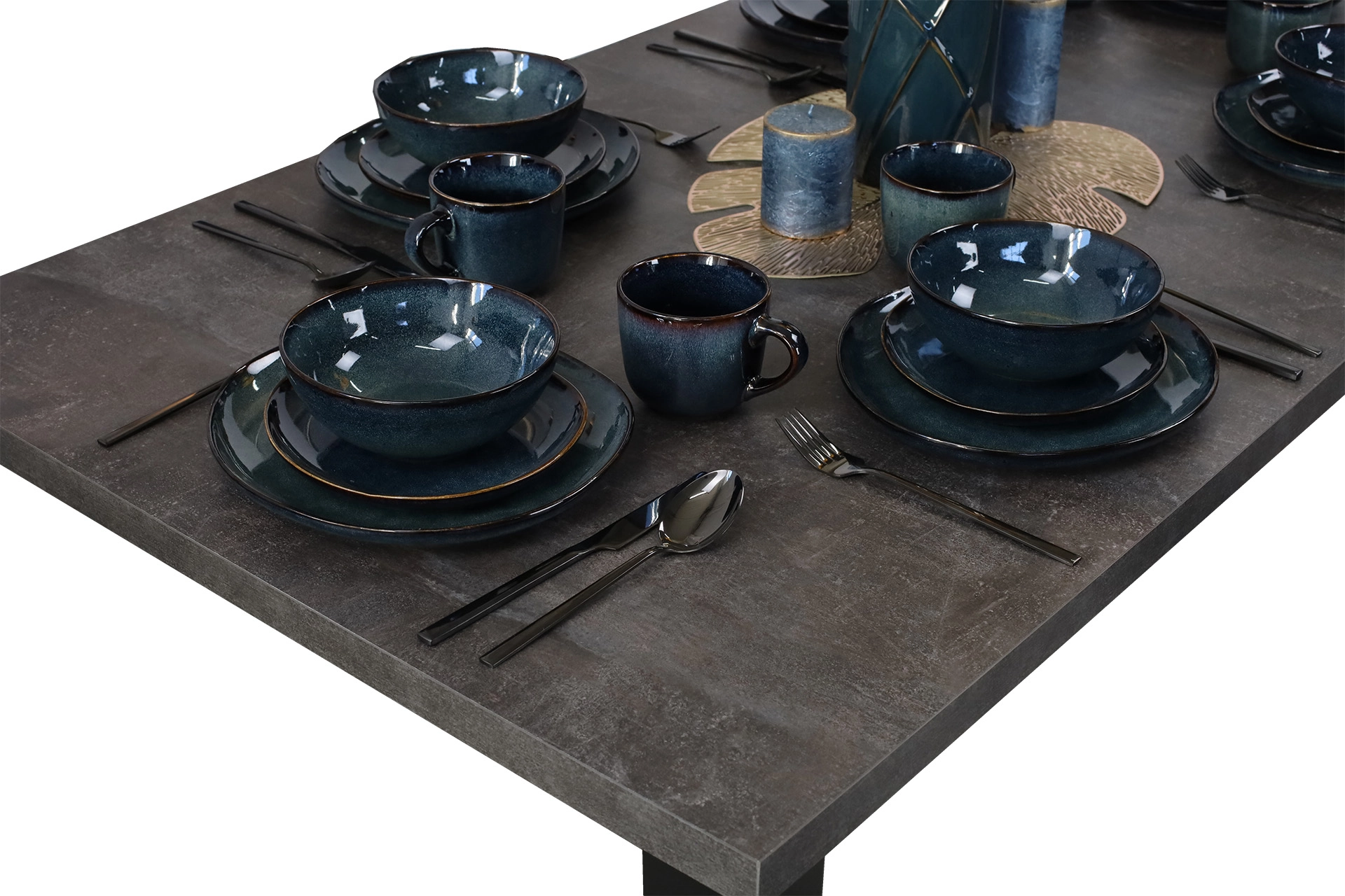 Rozkladací kuchynský a jedálenský stôl LAP 150x80 Čierna/Betón