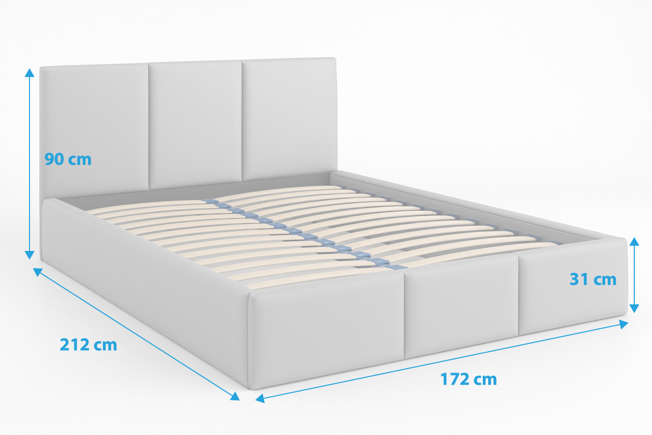Rozmery čalúnenej postele VELORA 160x200 ekokoža sivá