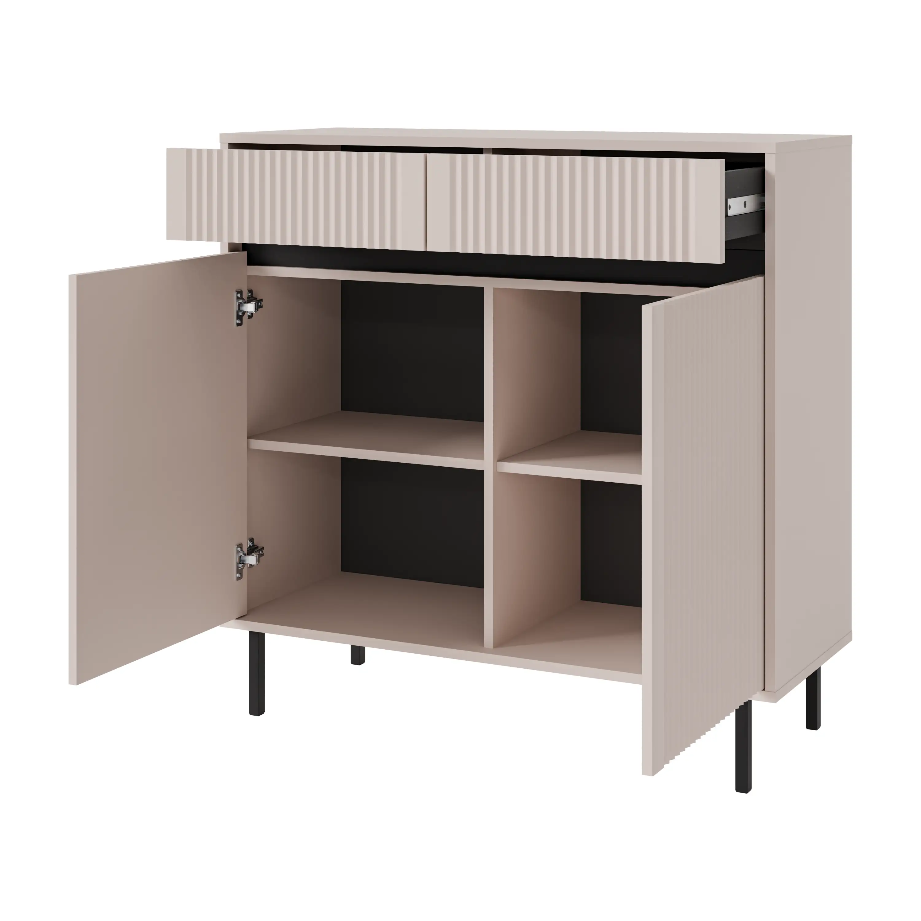 Komoda s ryhovaným čelom Yukashi 2F2S T822 béžová