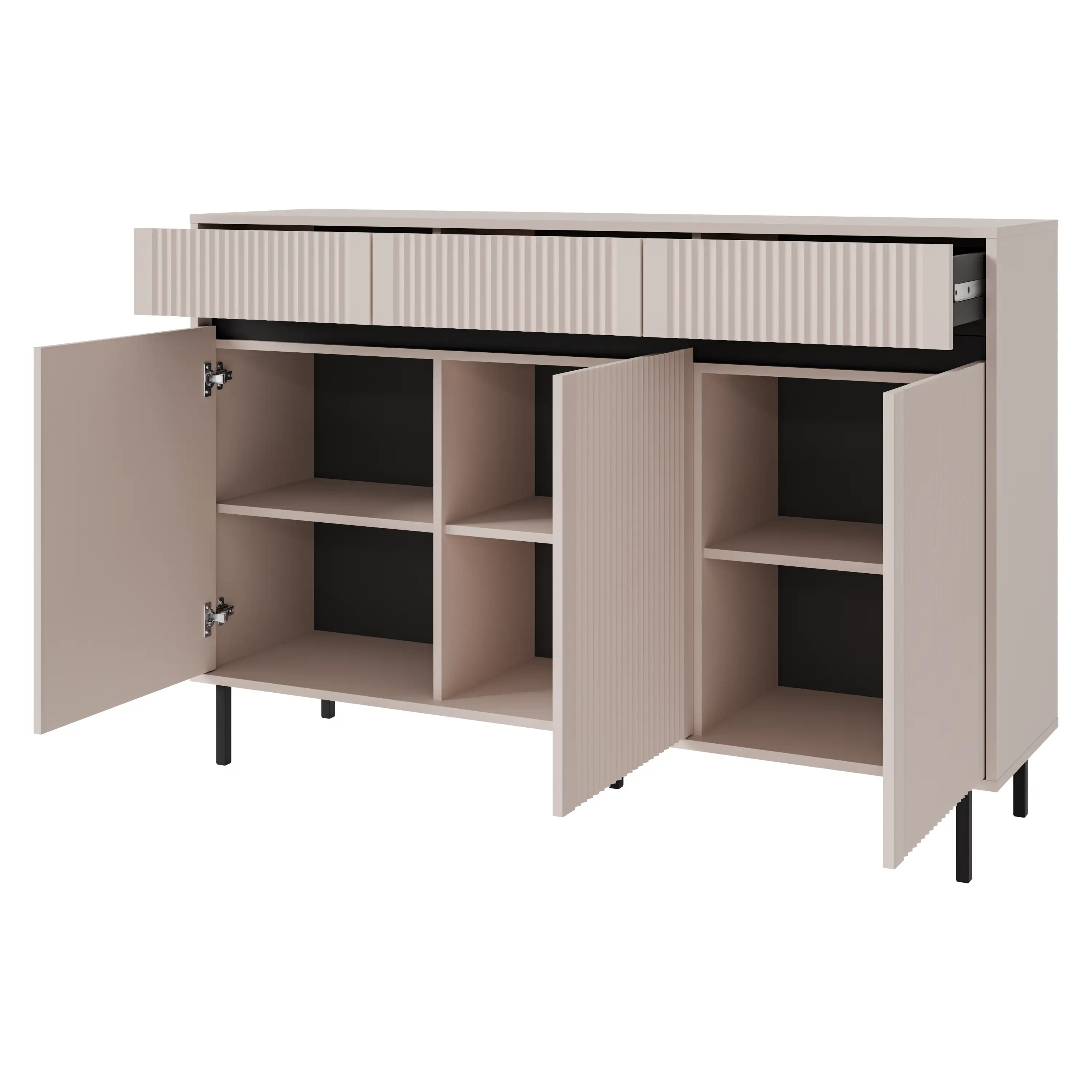 Komoda s ryhovaným čelom Yukashi 3F3S T833 béžová