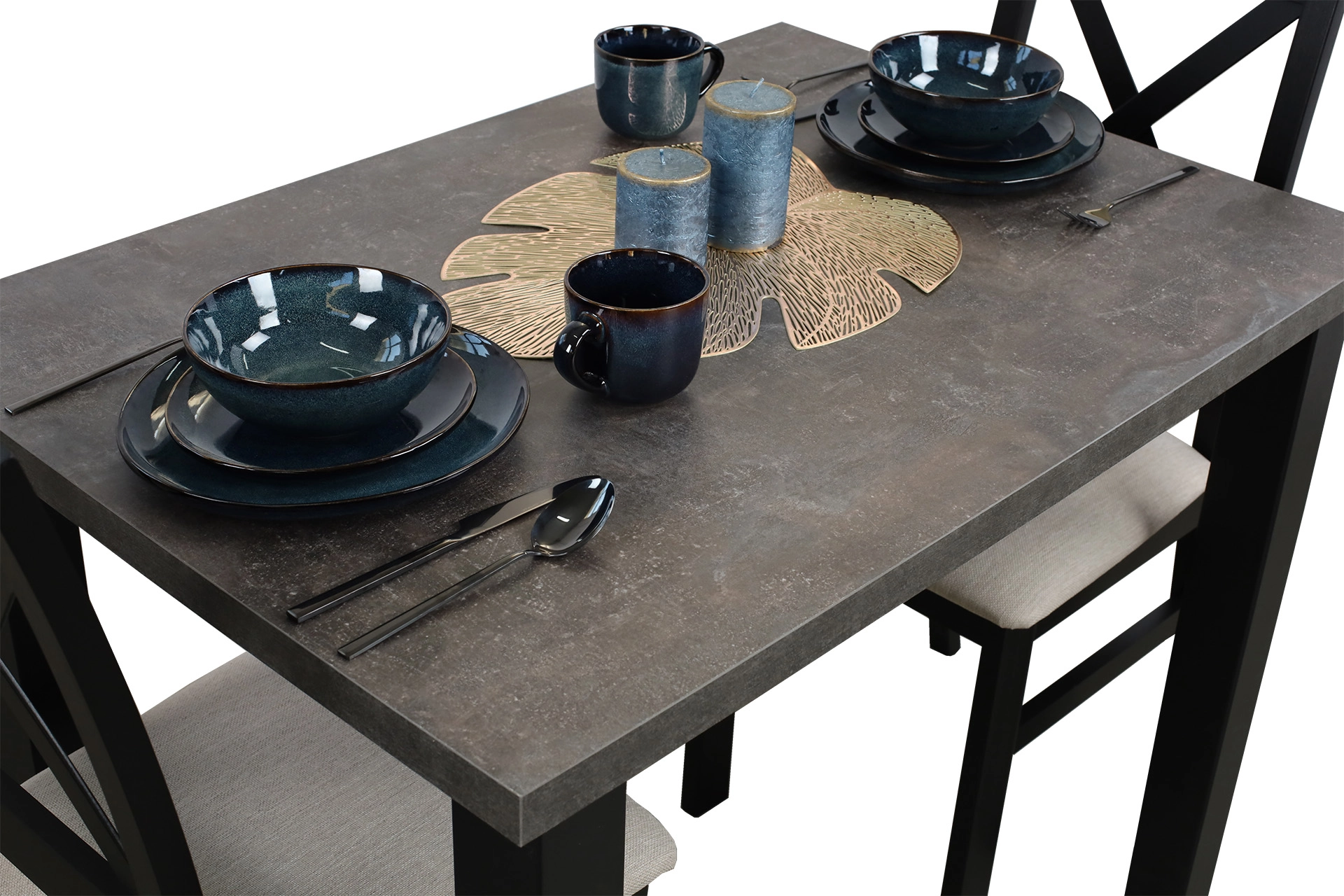 Jedálenský set 100x70 s 2 stoličkami M001-2 Čierna/Betón