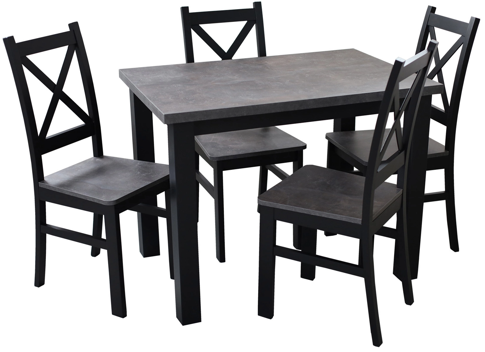 Jedálenský set 100x70 so 4 stoličkami M001-4 Čierna/Betón
