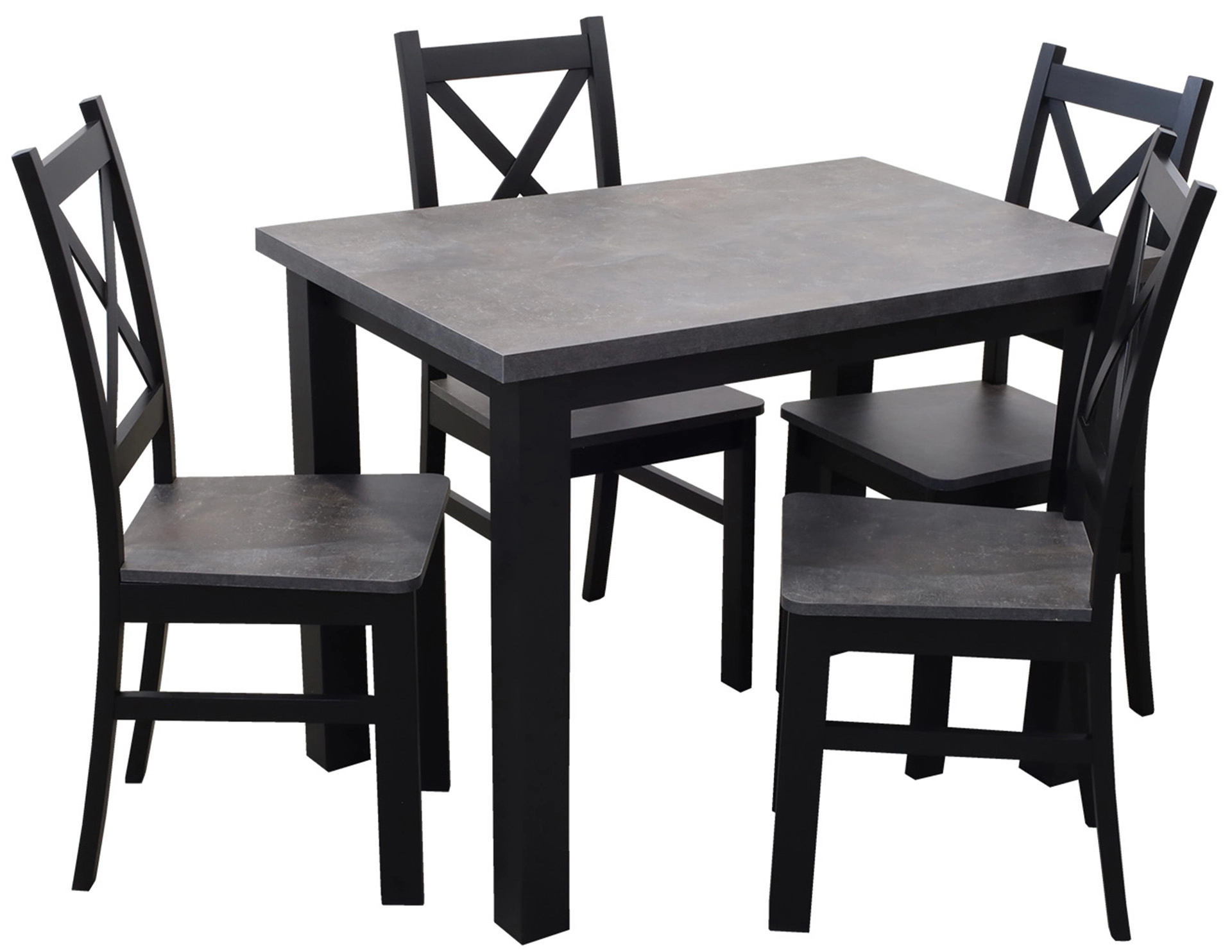 Jedálenský set 120x80 so 4 stoličkami M002-4 Čierna/Betón