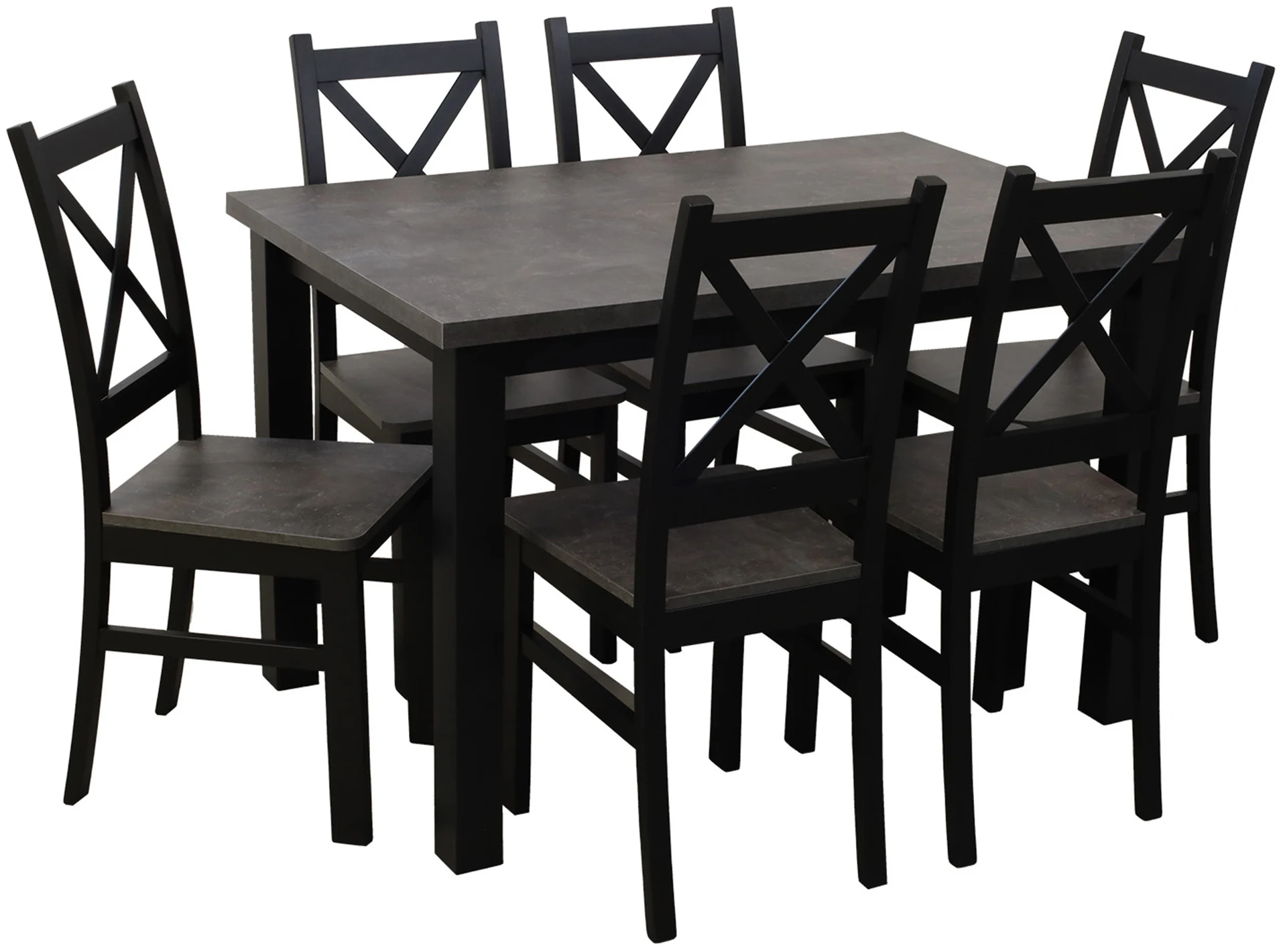 Jedálenský set 120x80 so 6 stoličkami M002-6 Čierna/Betón