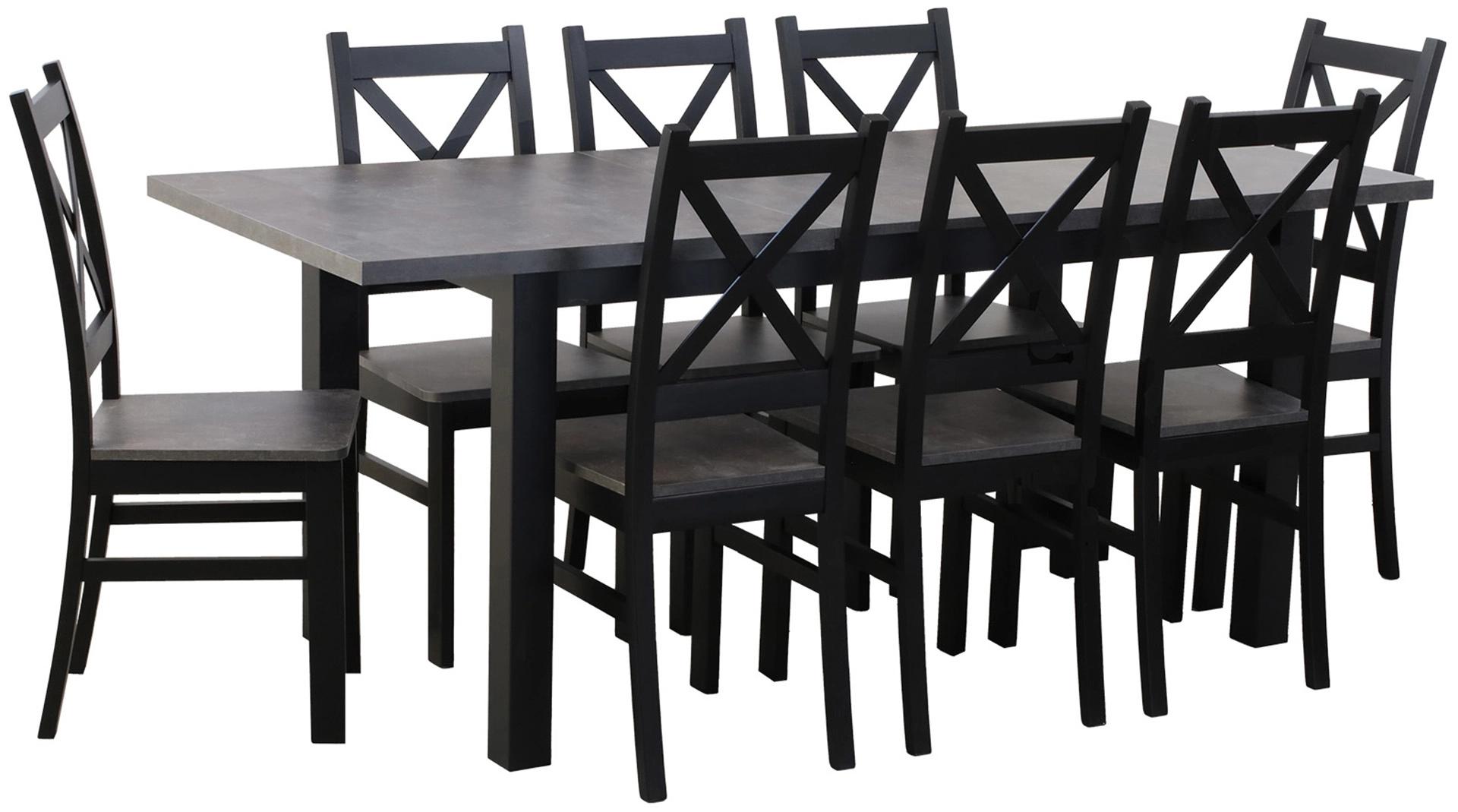 Jedálenský set 150/190x80 so 6 stoličkami M003-6 Čierna/Betón