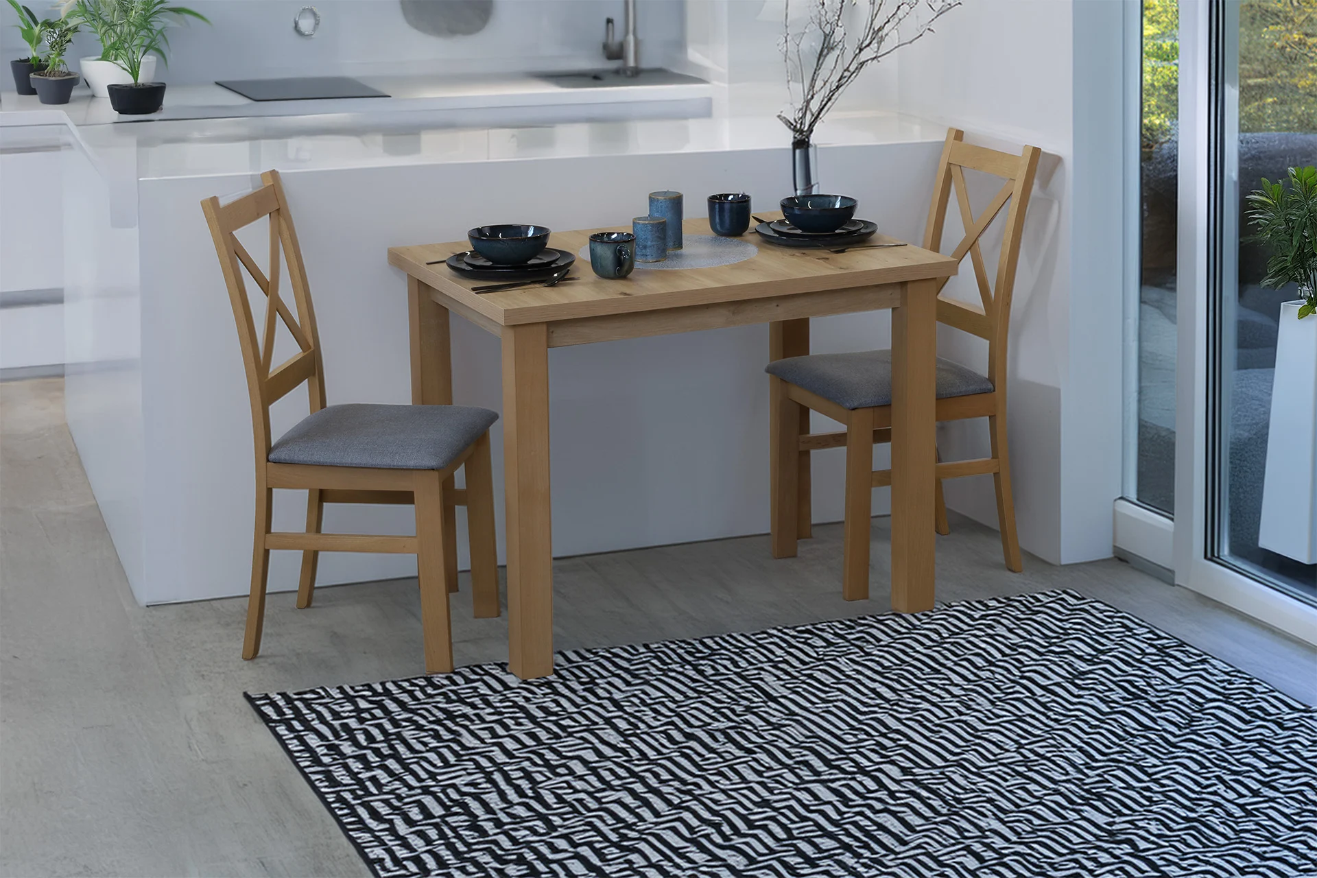 Jedálenský set 100x70 s 2 stoličkami M007-2 Dub Artisan