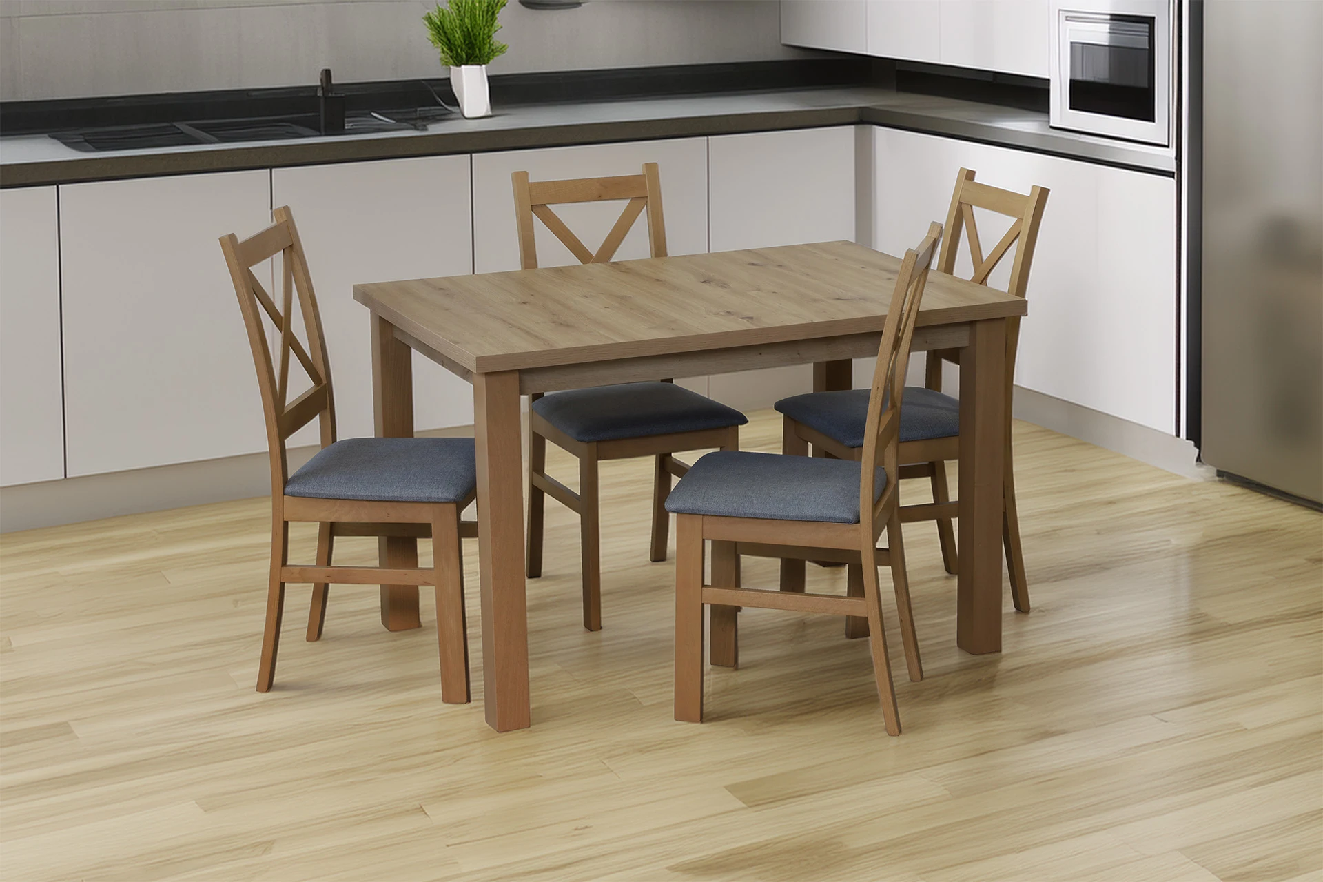 Jedálenský set 120x80 so 4 stoličkami M008-4 Dub Artisan