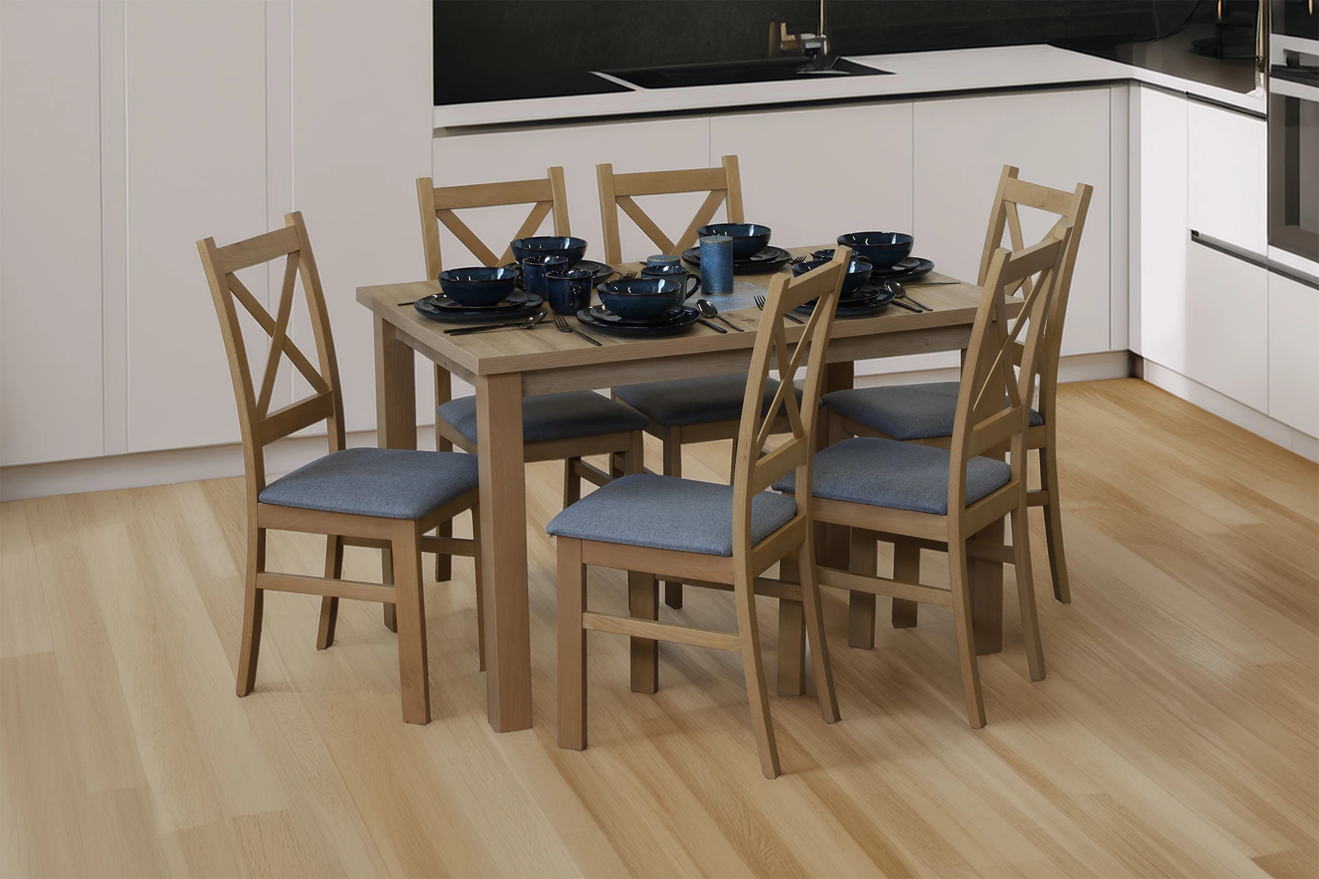 Jedálenský set 120x80 so 6 stoličkami M008-6 Dub Artisan