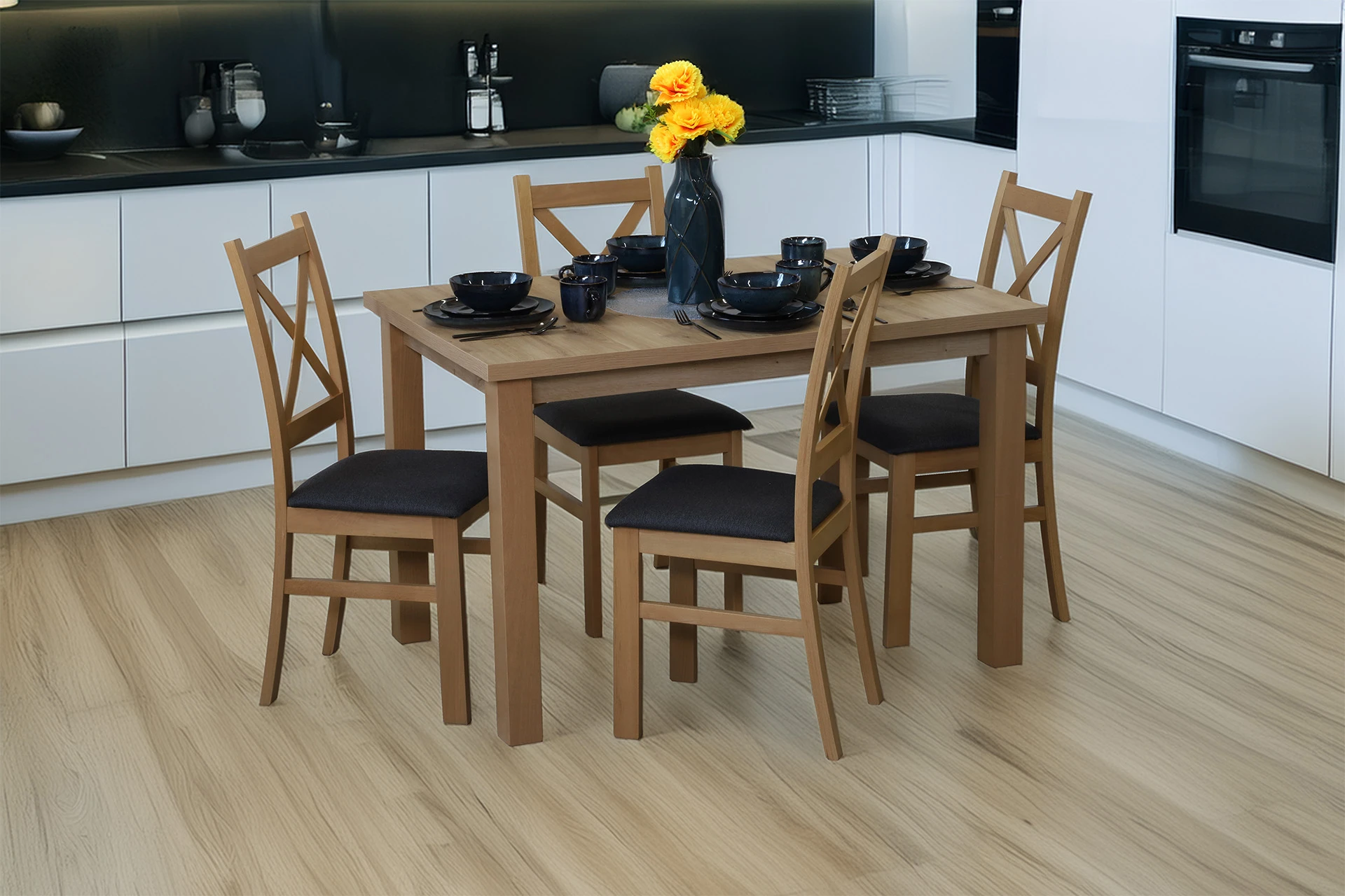 Súprava stola 120x80 so 4 stoličkami M011-4 dub Artisan