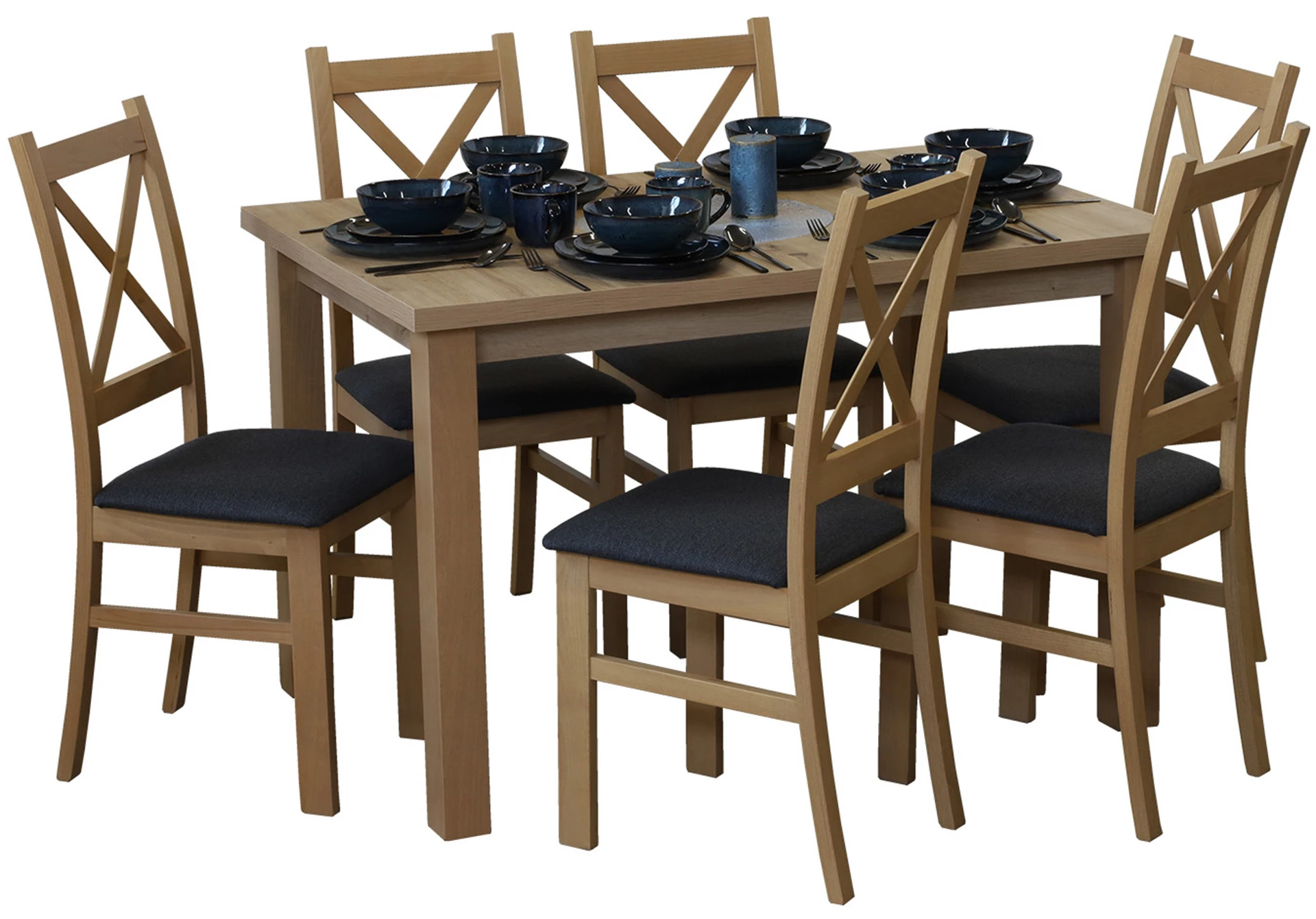 Súprava stola 120x80 so 6 stoličkami M011-6 dub Artisan