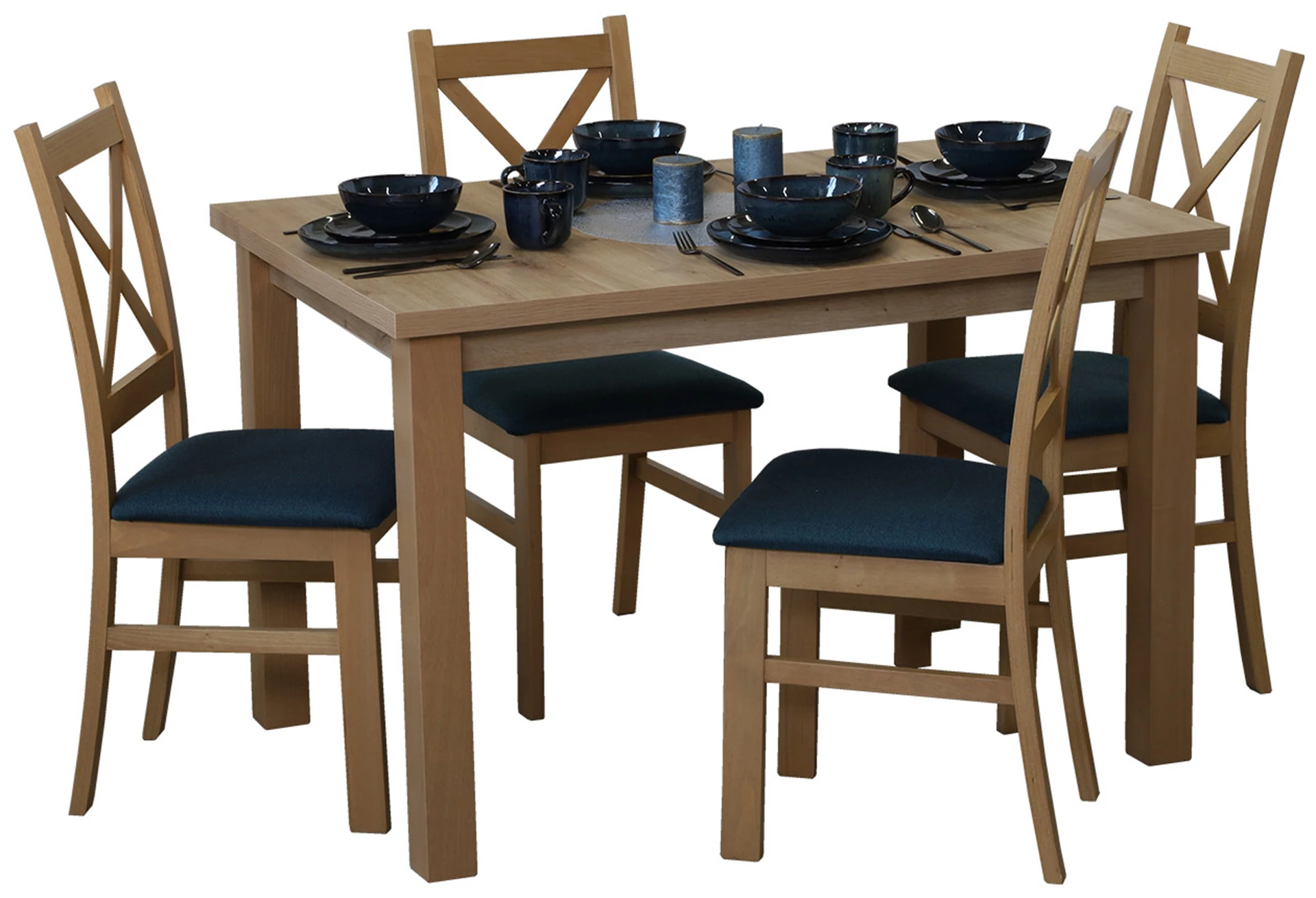 Súprava rozkladacieho stola 150/190x80 so 4 stoličkami M015-4 dub Artisan