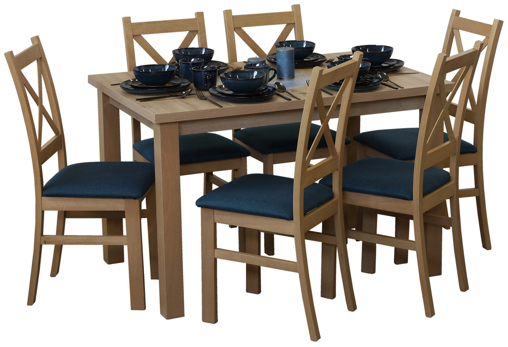 Súprava rozkladacieho stola 150/190x80 so 6 stoličkami M015-6 dub Artisan