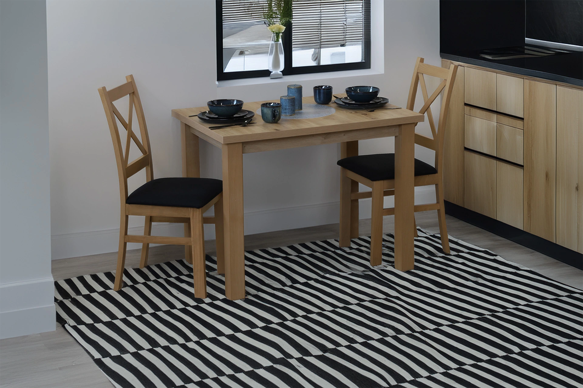 Stôl 100x70 s 2 stoličkami M016-2 dub Artisan