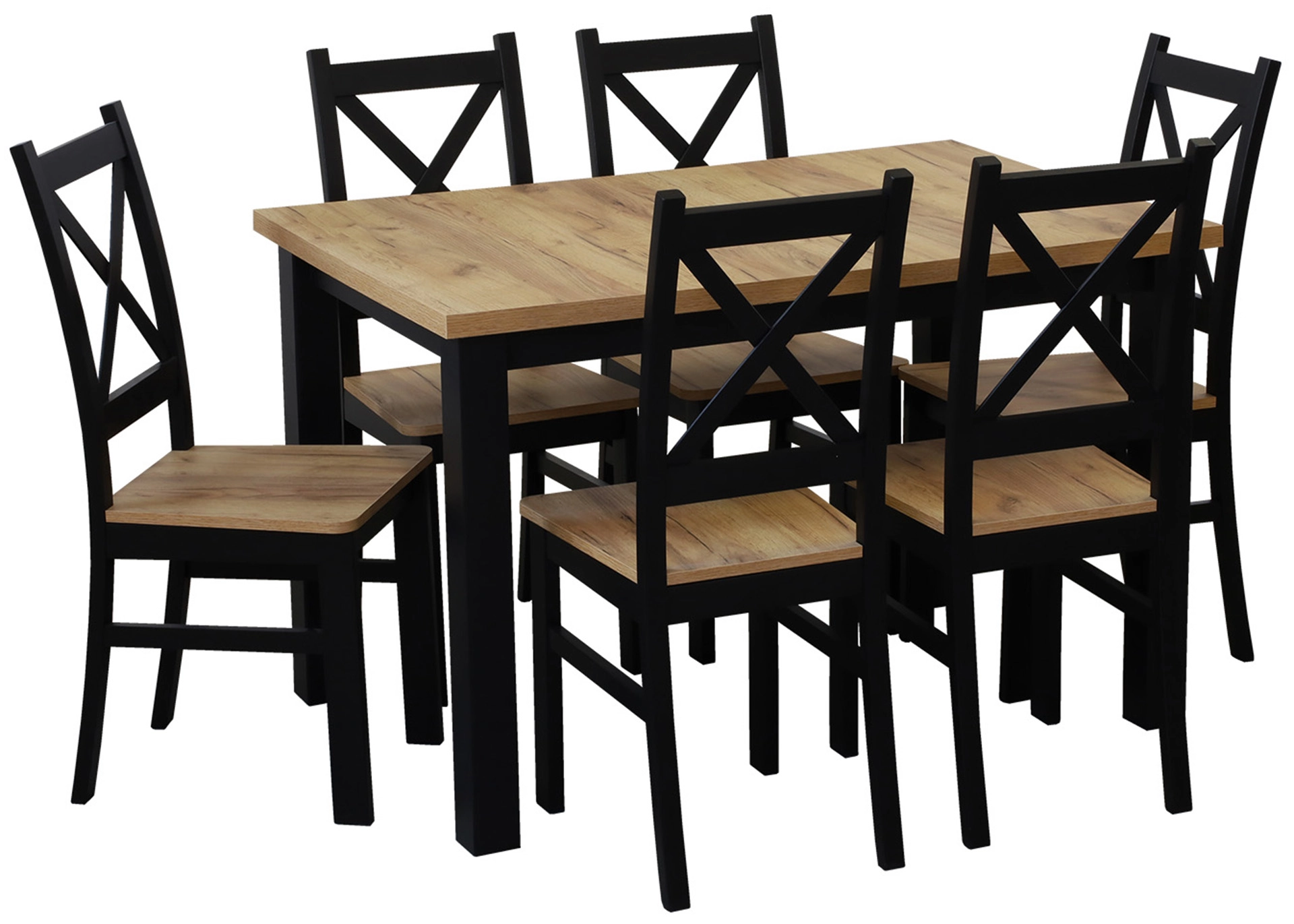 Súprava stola 120x80 so 6 stoličkami M020-6 čierna/dub Craft