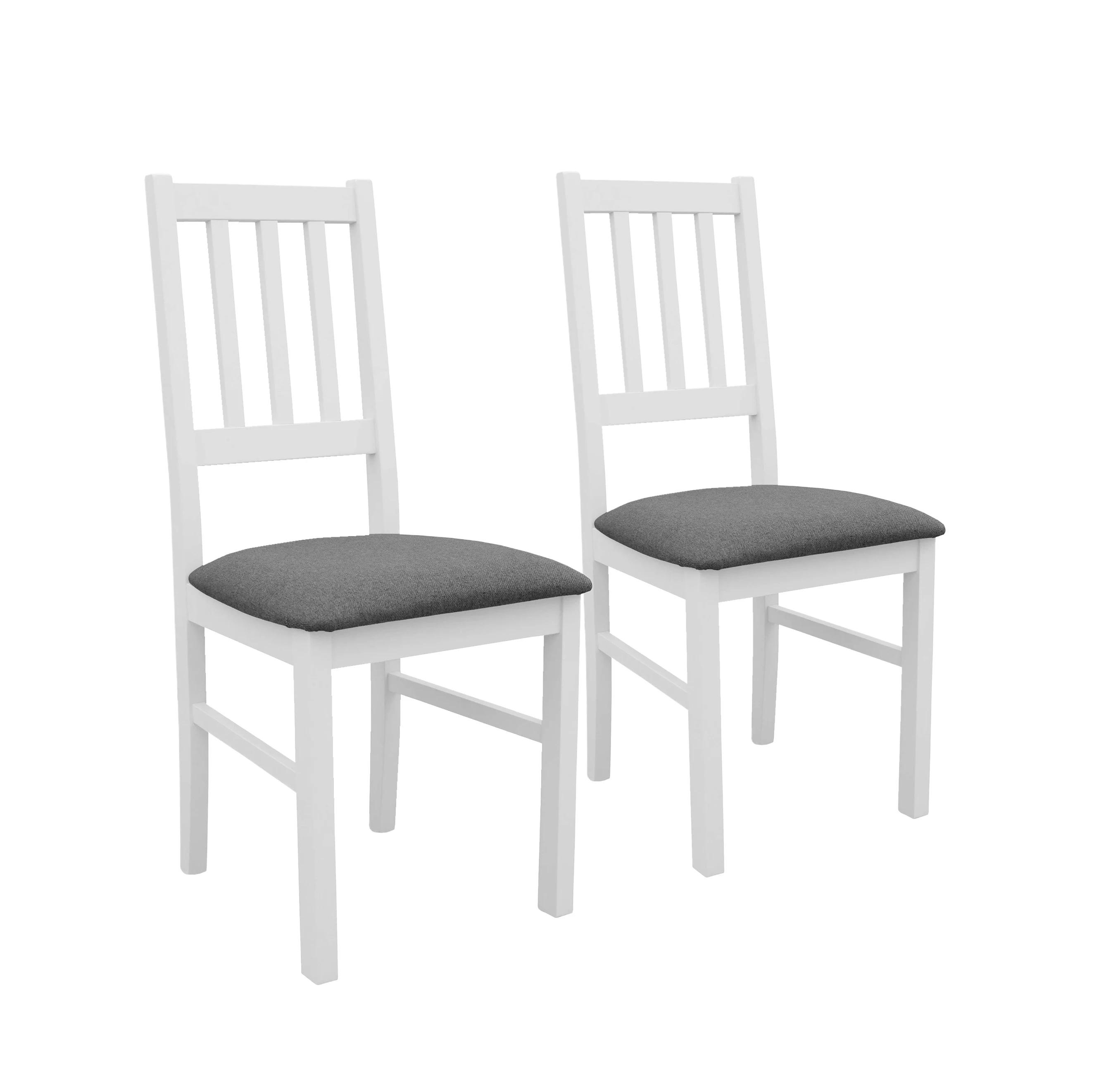 Sada 2x drevená stolička BOS04 Bílá/Grafitová