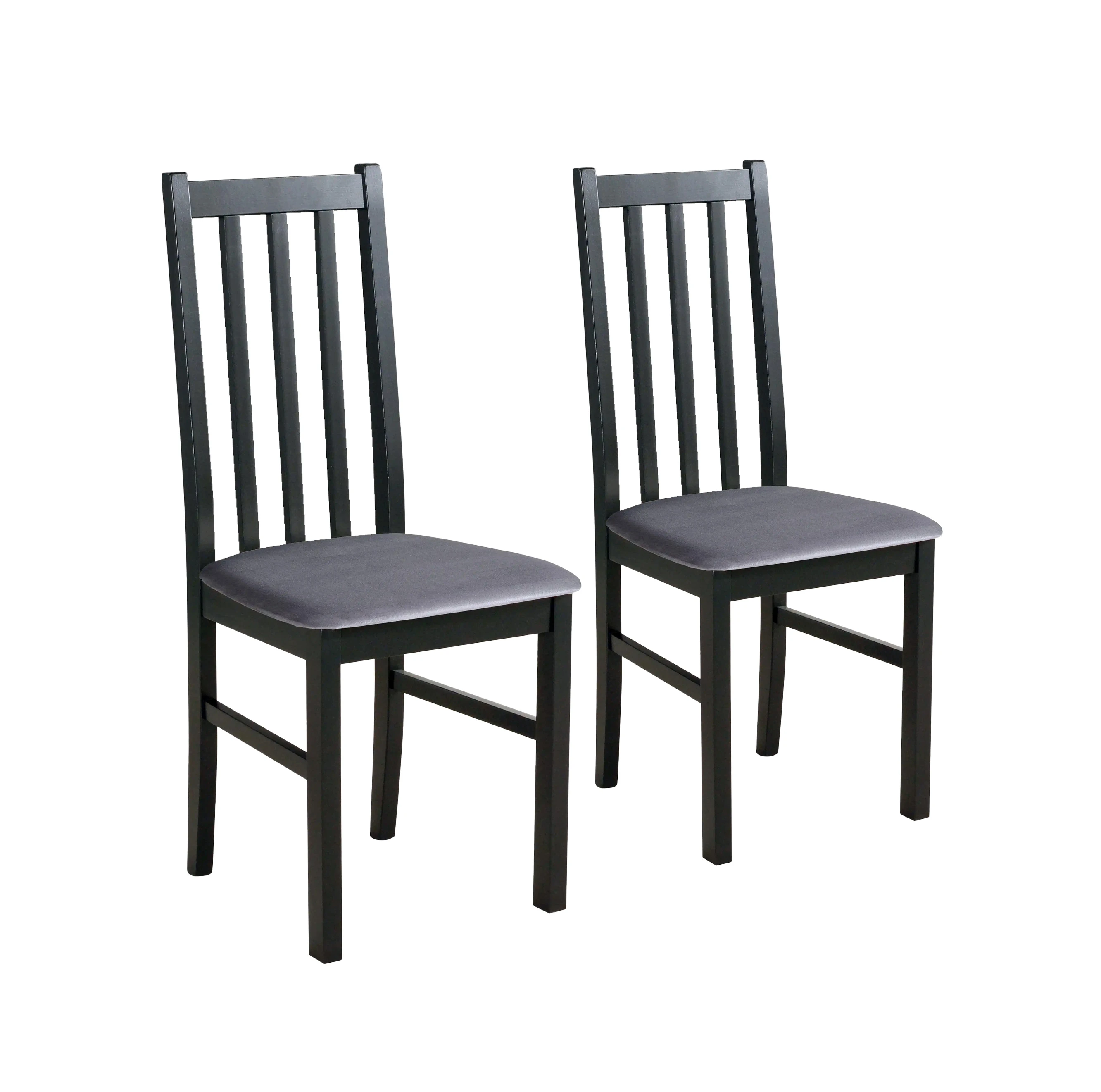 Sada 2x drevená stolička BOS10 Čierna/Sivá