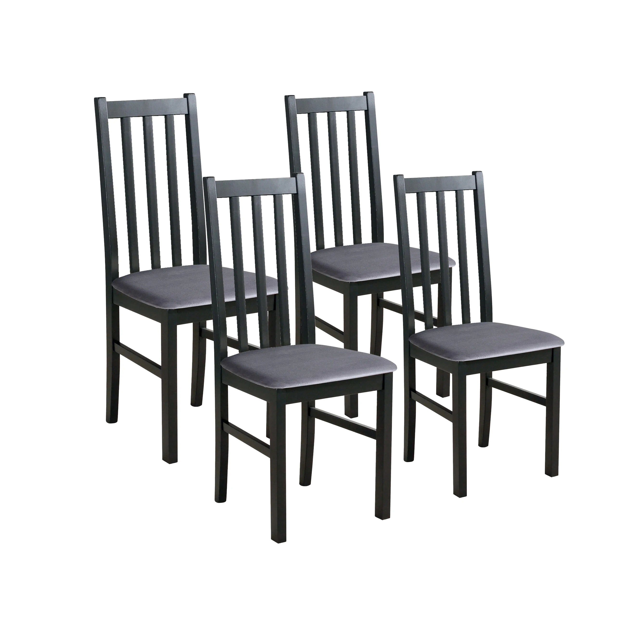 Sada 4x drevená stolička BOS10 Čierna/Sivá