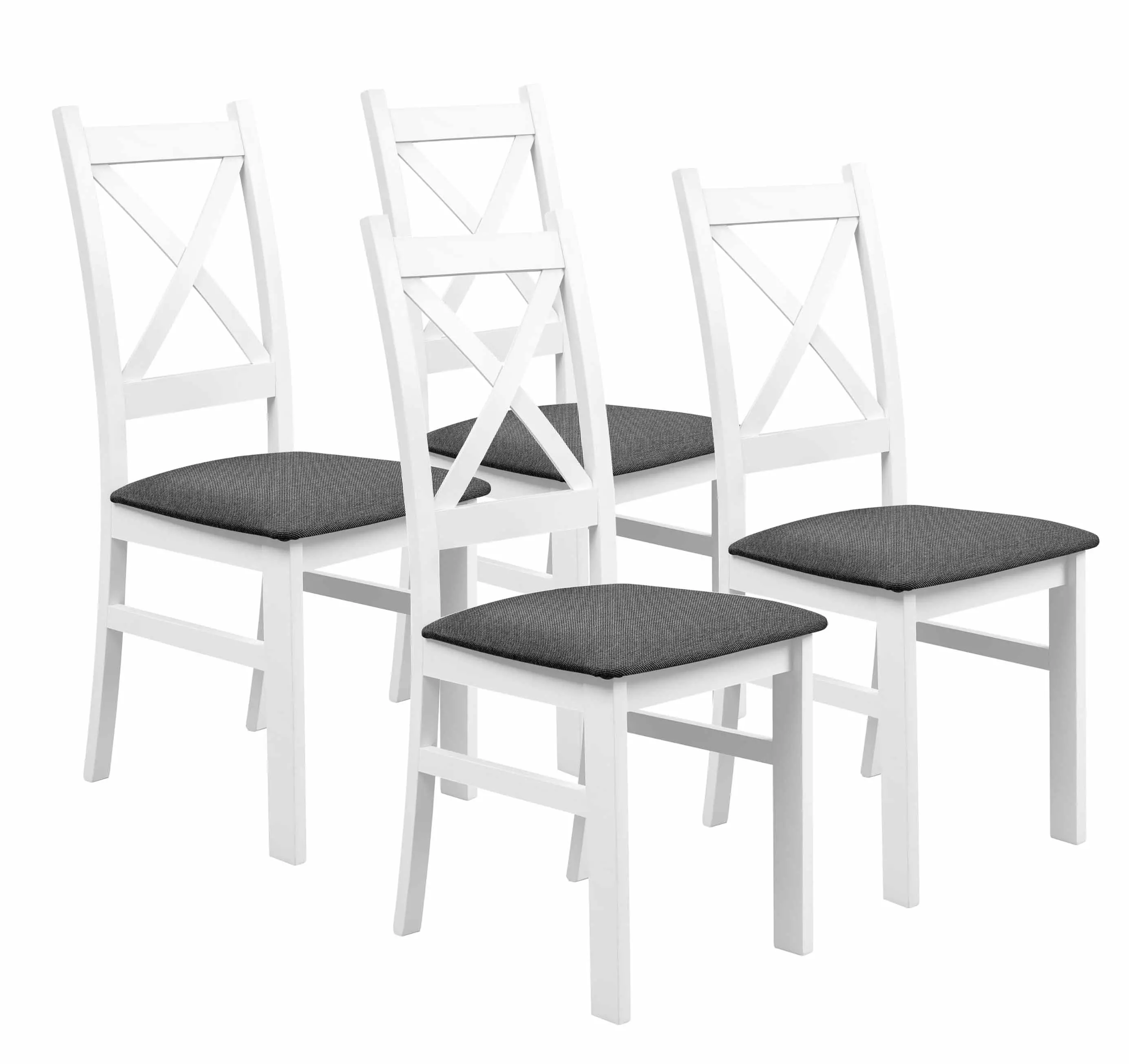 Sada 4x drevená stolička KRZ Biela/Grafitová