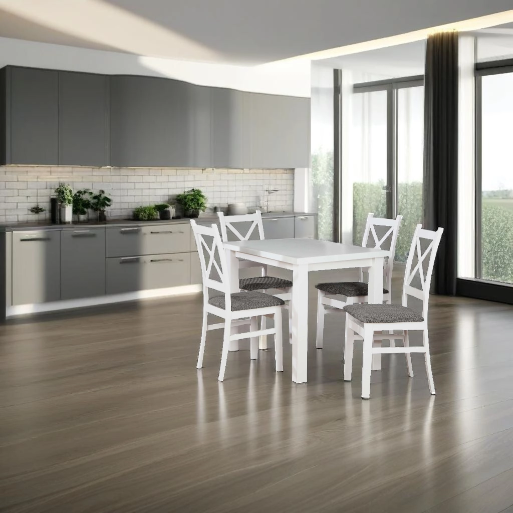 Sada 4x drevená stolička KRZ Biela/Grafitová